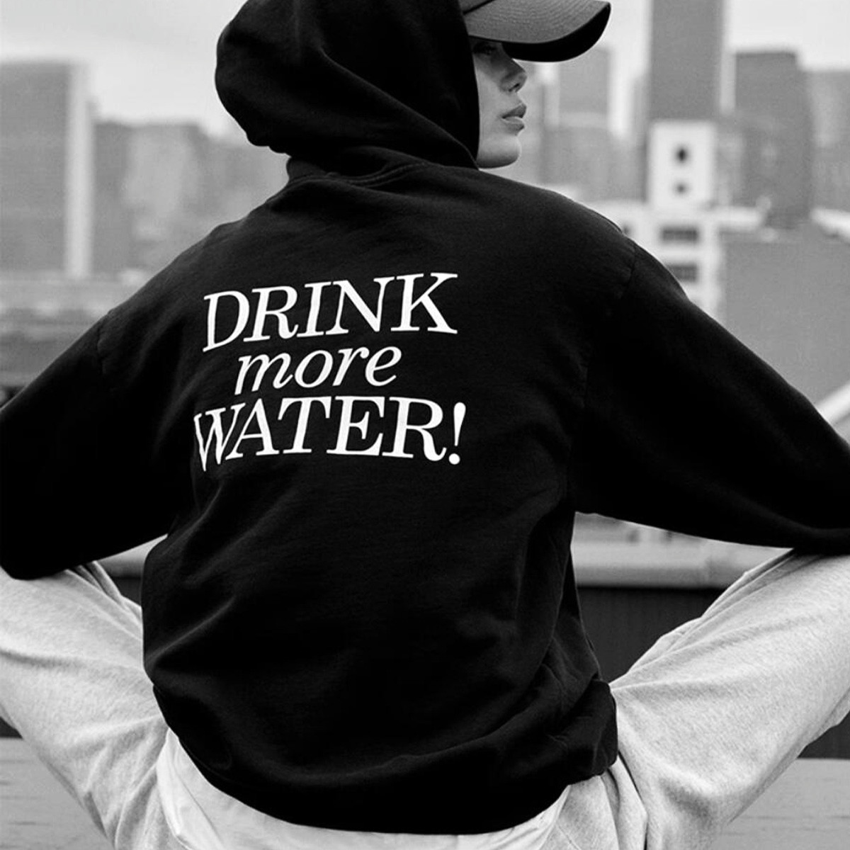 Street Style New York Fashion - 헬스 클럽 뉴욕 글자 프린트 블랙