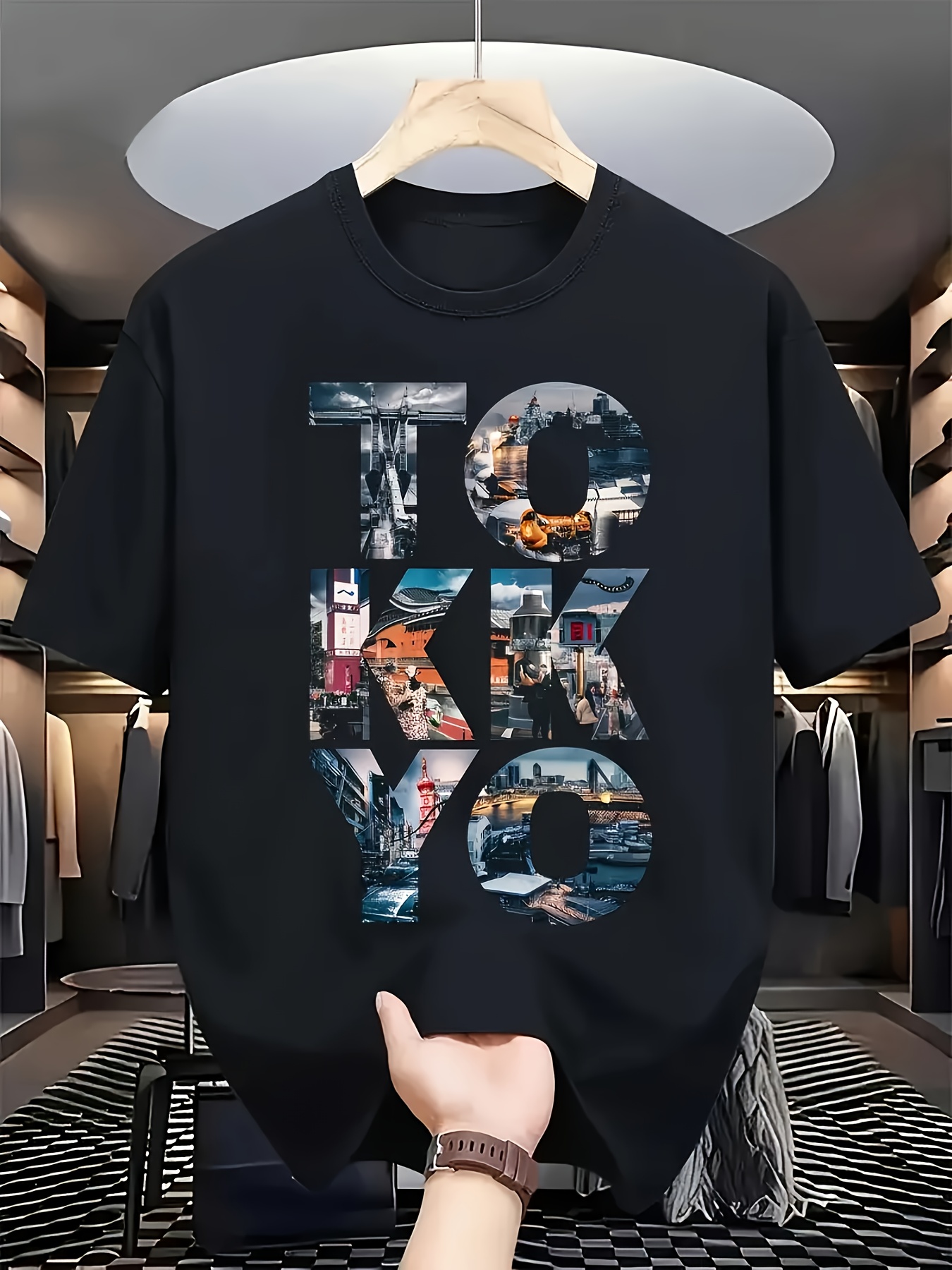 Street Fashion Tokyo - 트렌디한 남성용 블랙 그래픽 티셔츠 도쿄