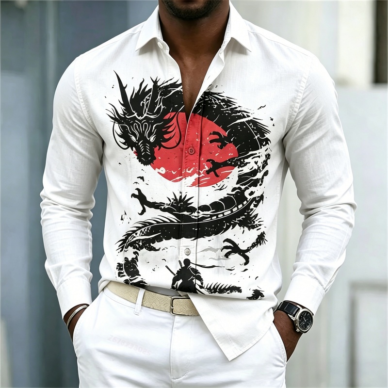 Street Fashion Casual - 2026 신상 남성 셔츠 화이트 블랙