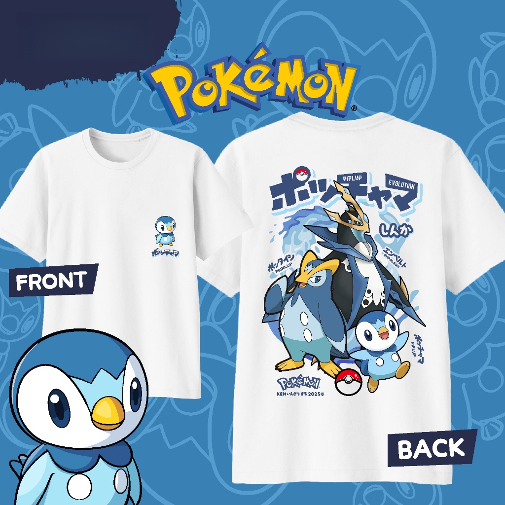 Street Fashion In Japan - 애니메이션 포켓몬 Piplup Evolution 프린트 코튼