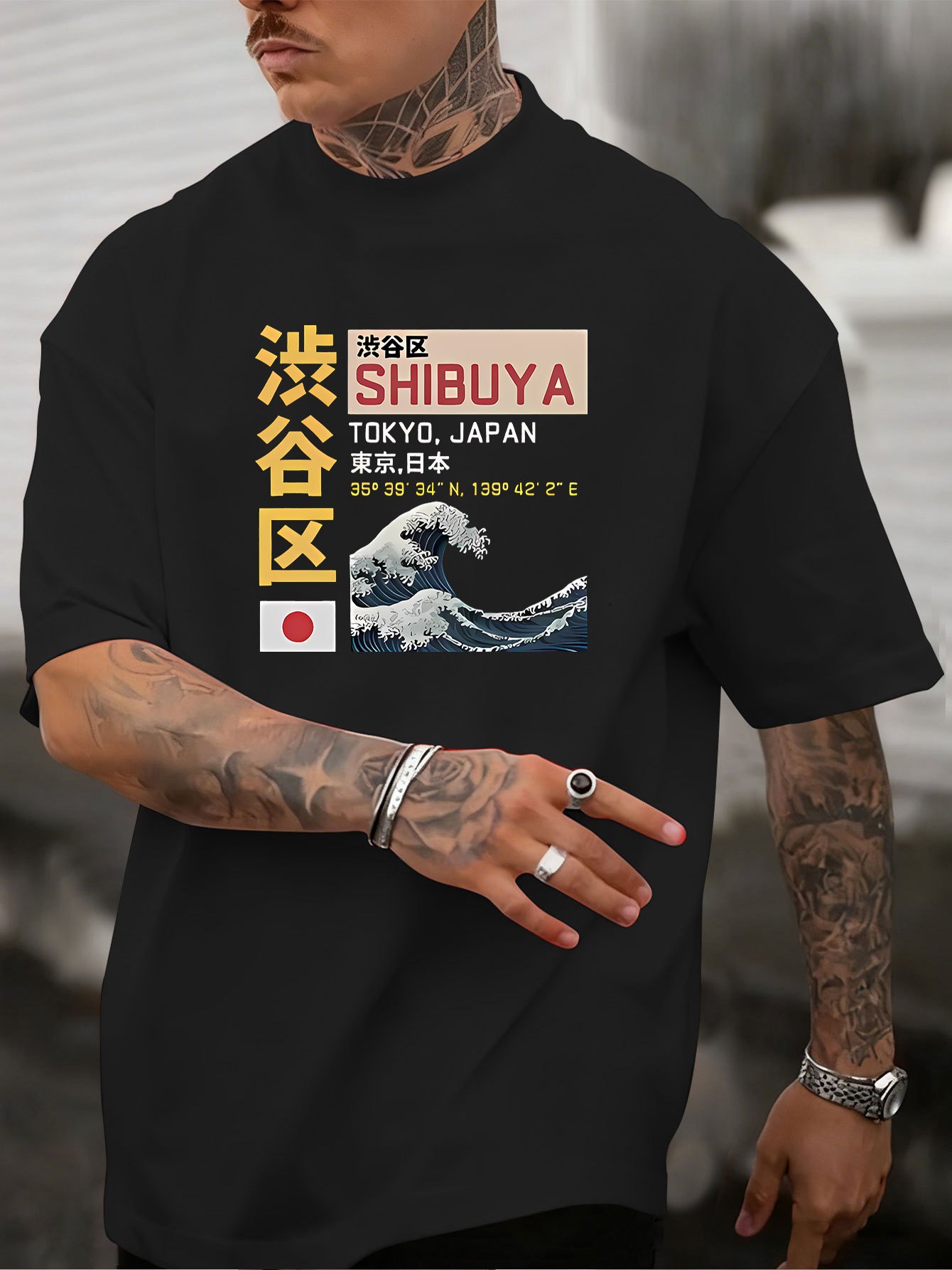 Street Fashion Tokyo - 일본산 뉴 남성용 도쿄 시부야 프린트