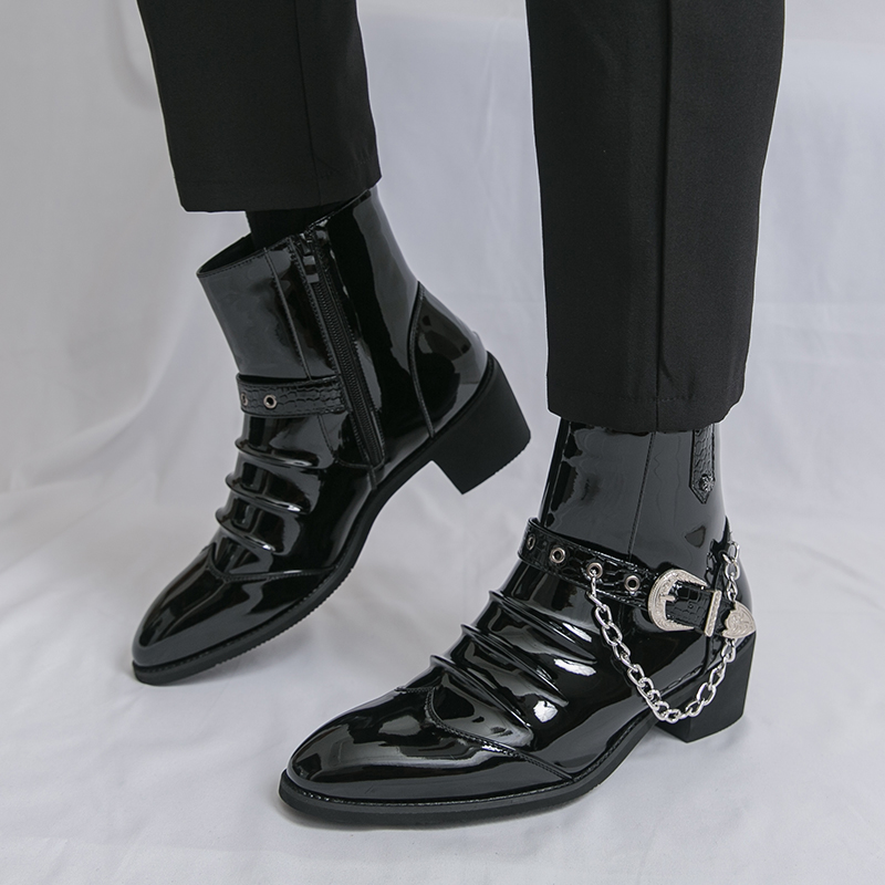 Street Fashion High End - 패션 사이드 지퍼 하이탑 남성 캐주얼