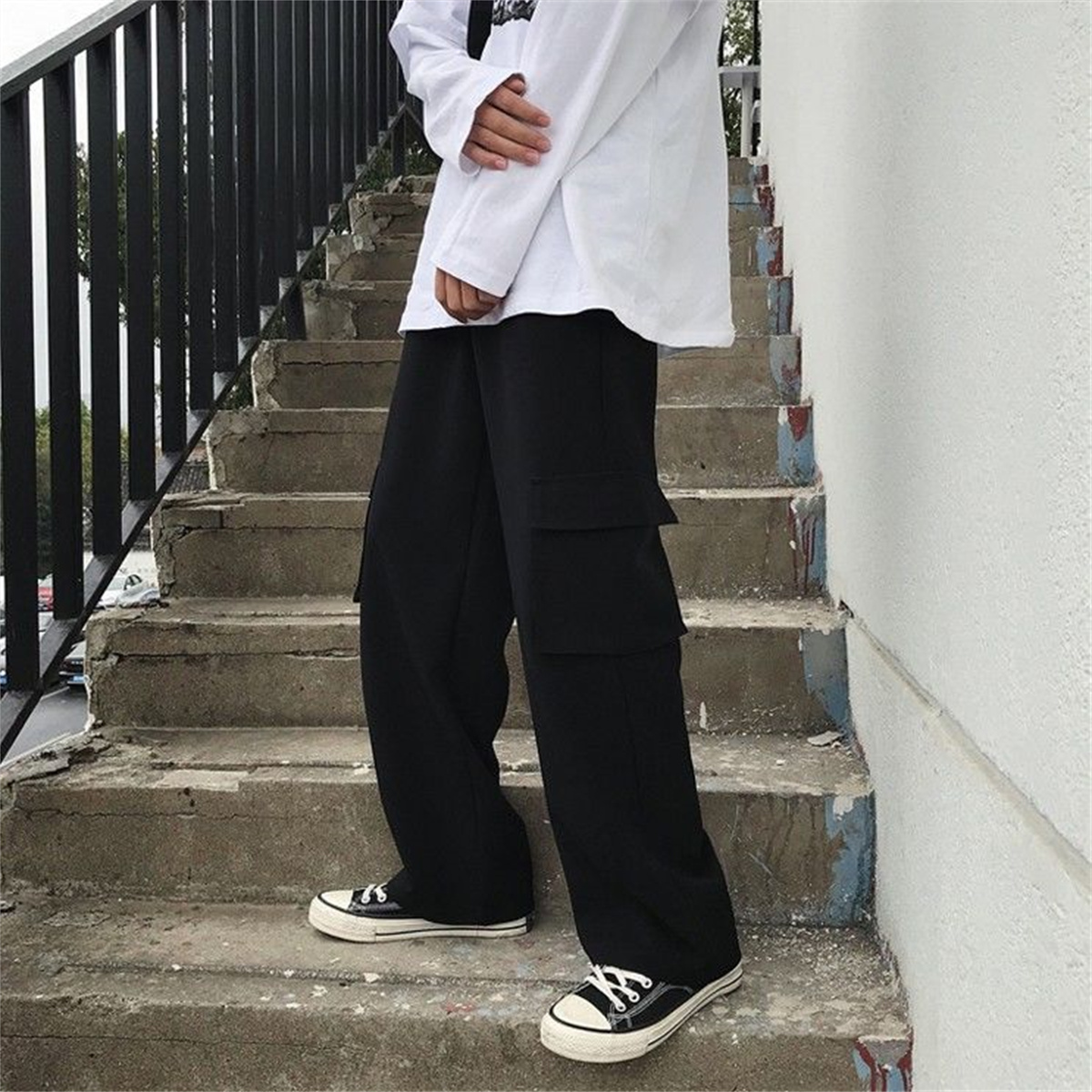 블랙 남성 힙합 카고 바지 캐주얼 여름 솔리드 다중 포 - Techwear Pants Tactical 리뷰 및 가격