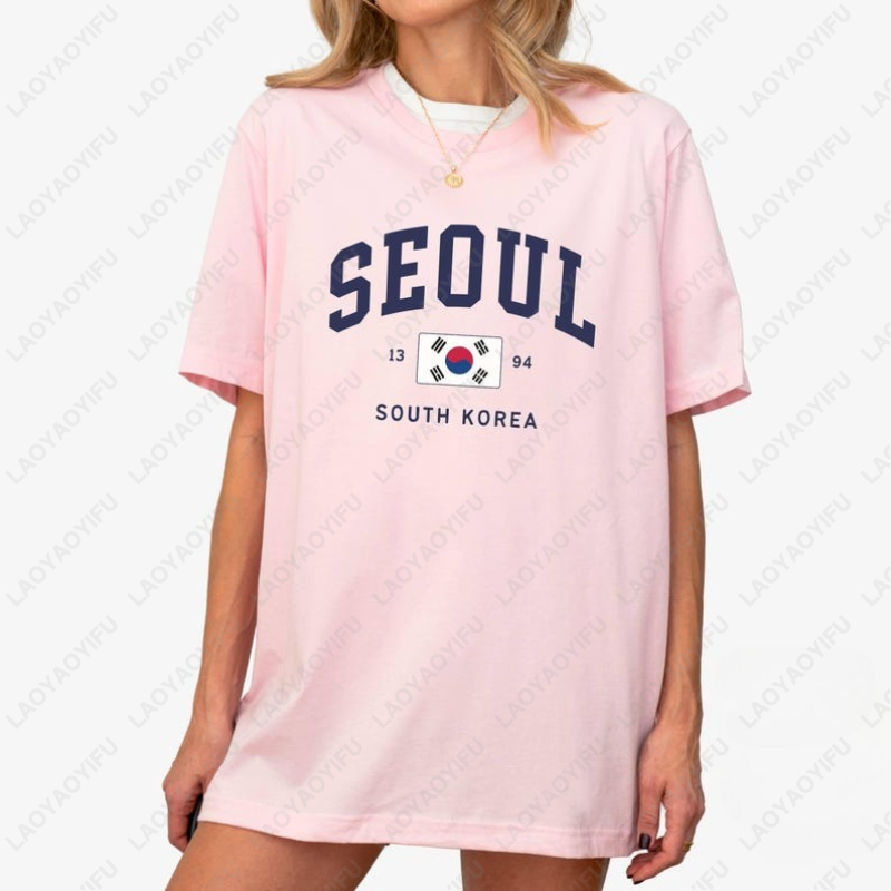 서울 한국 국기 유니섹스 티셔츠 빈티지 클래식 패션 스 - Street Fashion Of Seoul 리뷰 및 가격