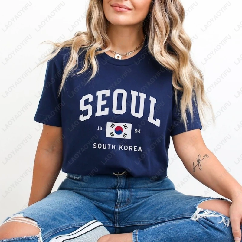 서울 한국 국기 유니섹스 티셔츠 빈티지 클래식 패션 스 - Street Fashion Of Seoul 리뷰 및 가격