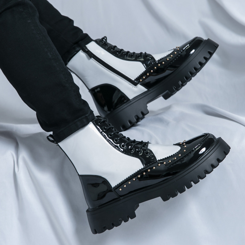 패션 리벳 남성 앵클 부츠 가을 하이탑 플랫폼 부츠 남 - Parade Fashion Street 리뷰 및 가격