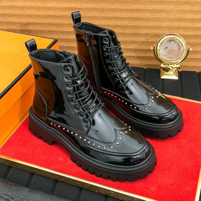패션 리벳 남성 앵클 부츠 가을 하이탑 플랫폼 부츠 남 - Parade Fashion Street 리뷰 및 가격