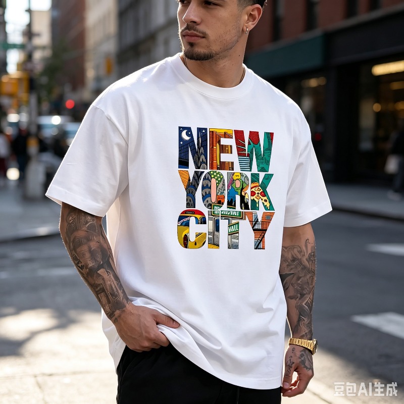 뉴욕시 그래픽 티셔츠 남성용 컬러풀 NYC 스트리트 프 - Street Style New York Fashion 리뷰 및 가격