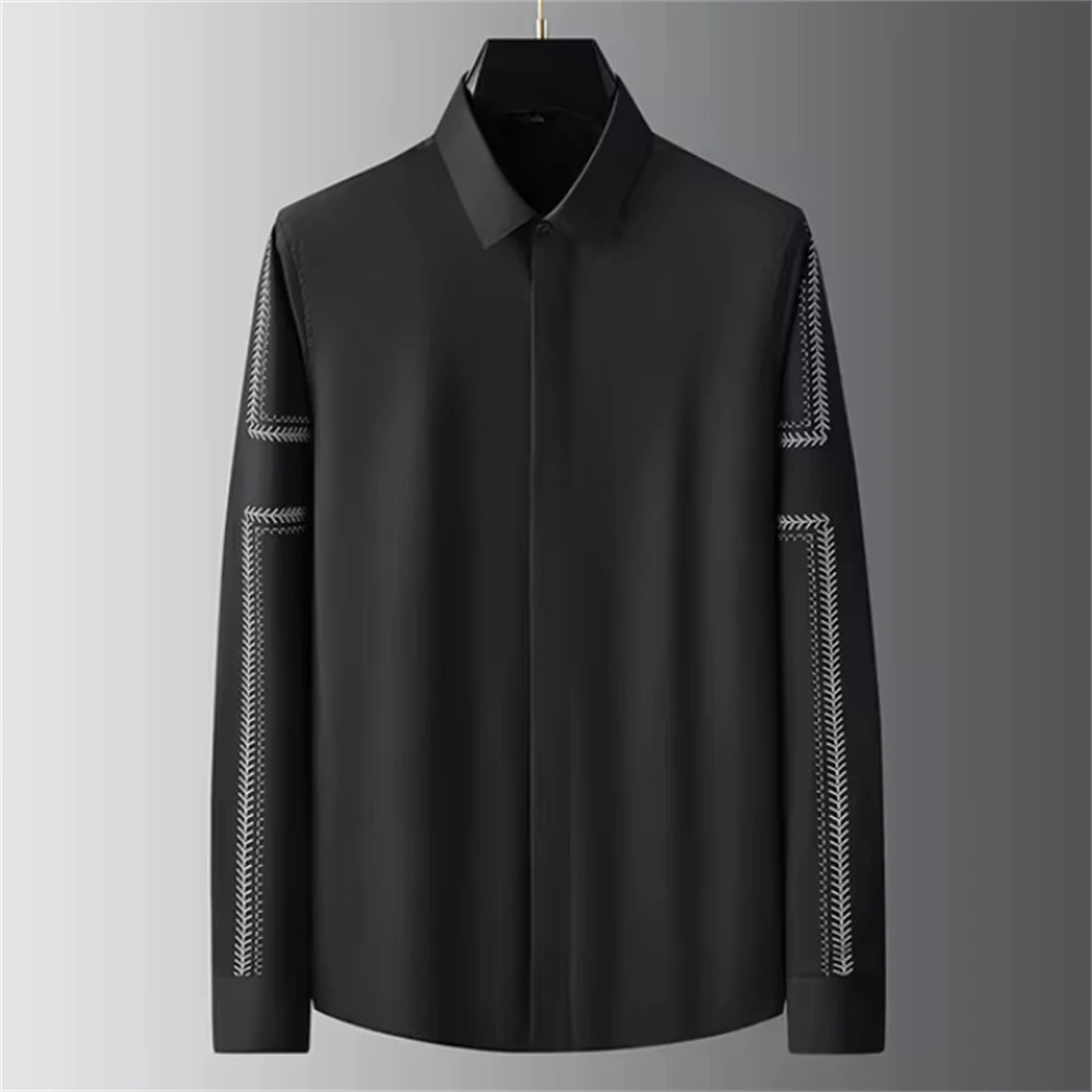 럭셔리 기본 셔츠 남성용 긴팔 캐주얼 셔츠 솔리드 컬러 - Street Fashion Shanghai 리뷰 및 가격