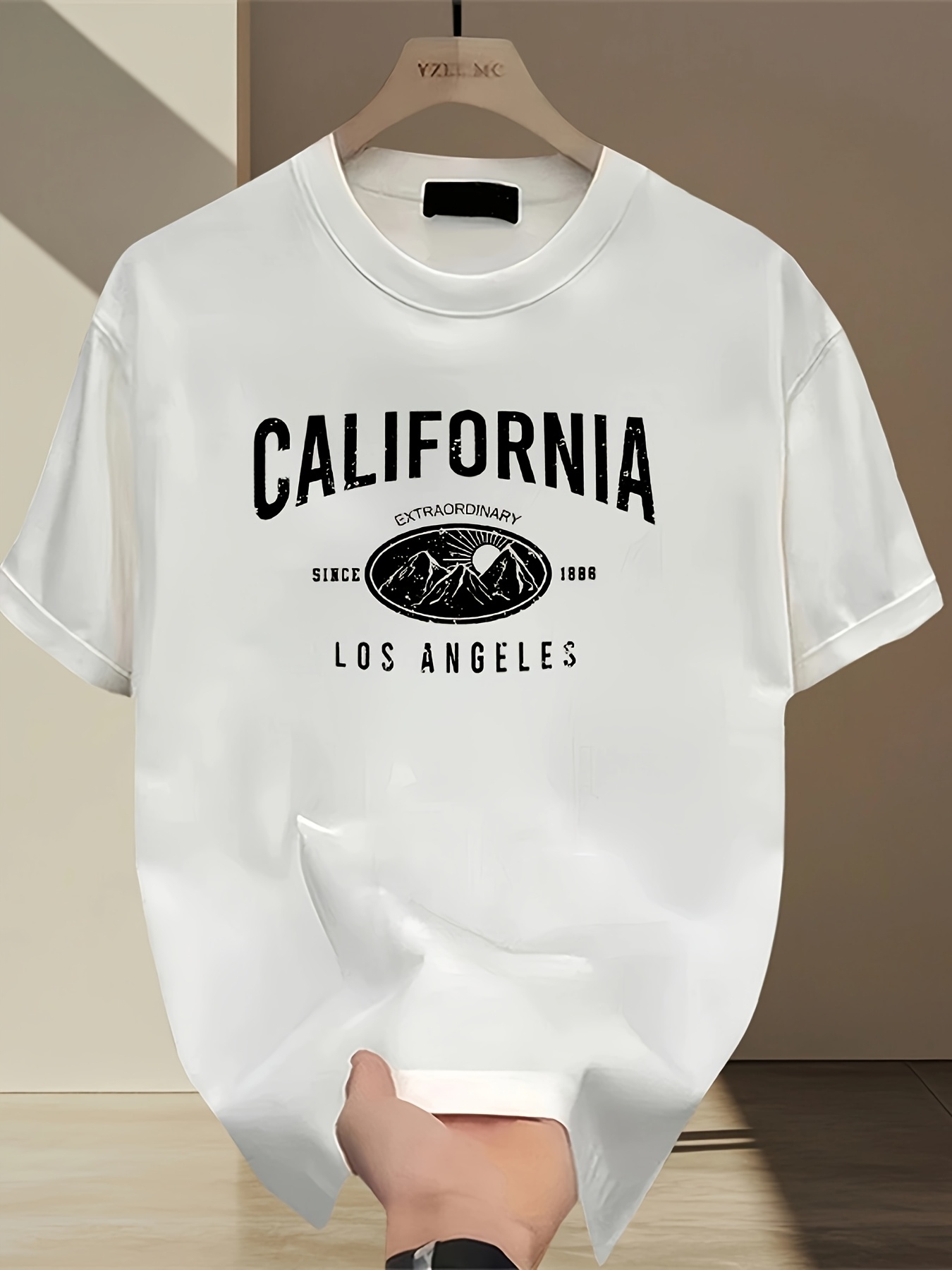 캘리포니아 레터링 티셔츠 라운드넥 탑 심플 라운드넥 편 - Street Fashion California 리뷰 및 가격