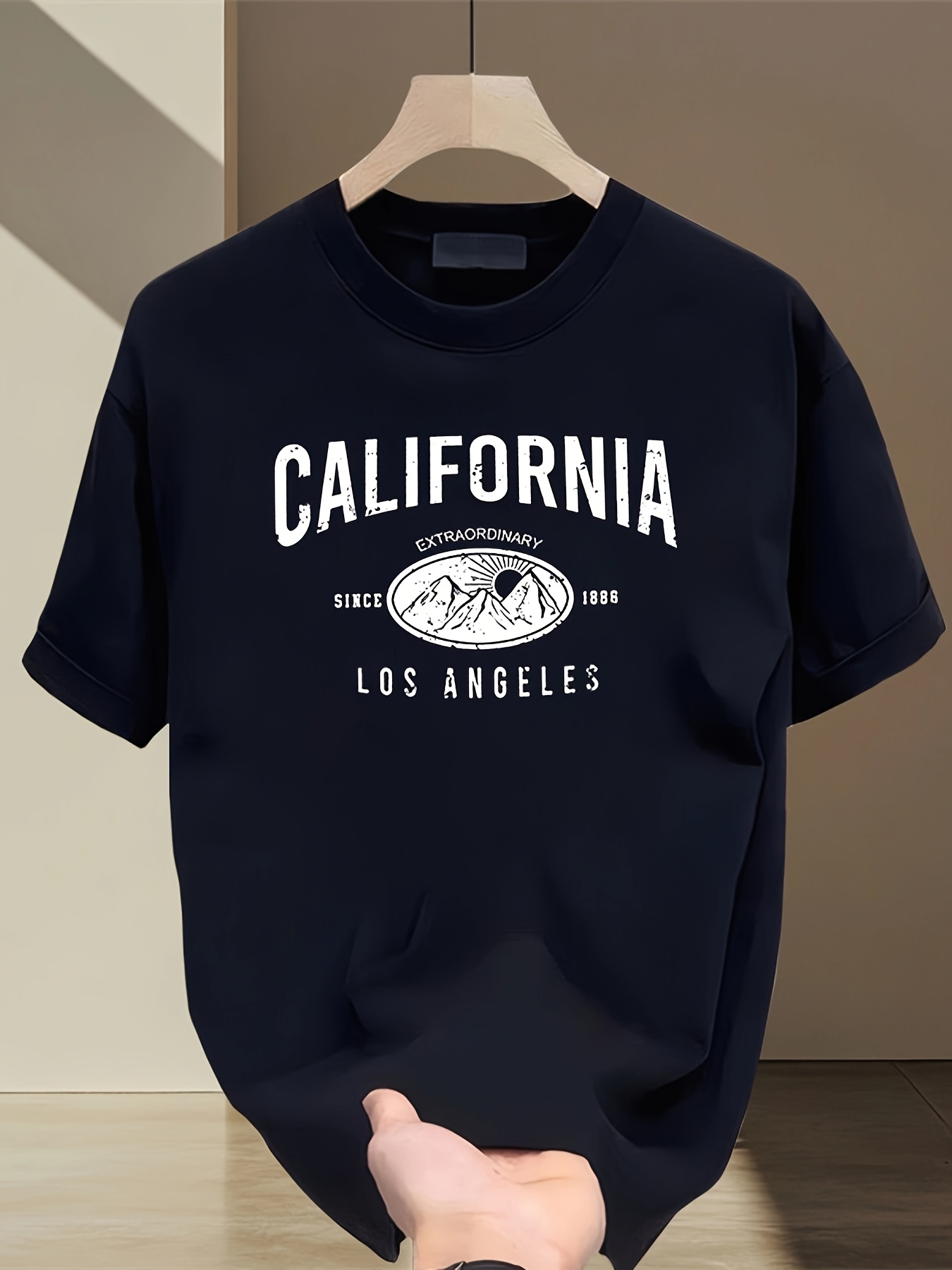 캘리포니아 레터링 티셔츠 라운드넥 탑 심플 라운드넥 편 - Street Fashion California 리뷰 및 가격