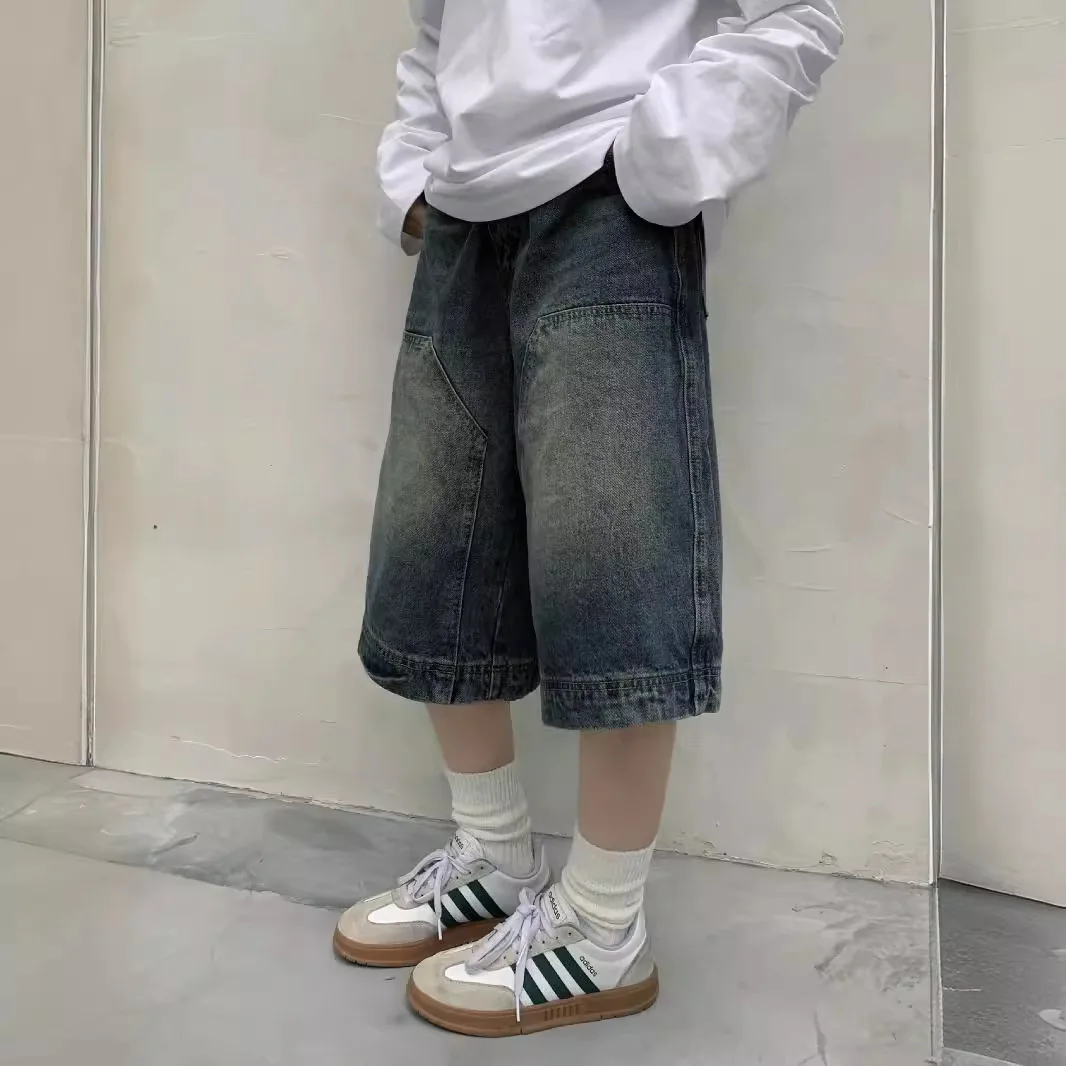 여성 Y2K 빈티지 배기 진 반바지 워싱 와이드 레그  - Street Fashion Art 리뷰 및 가격