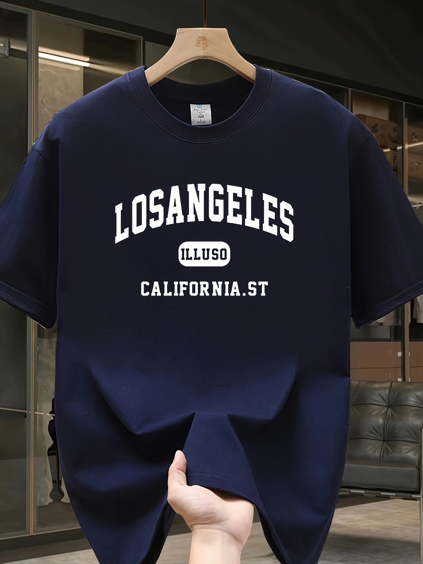 로스앤젤레스 레터 티셔츠 라운드넥 탑 심플 라운드넥 편 - Street Fashion Los Angeles 리뷰 및 가격