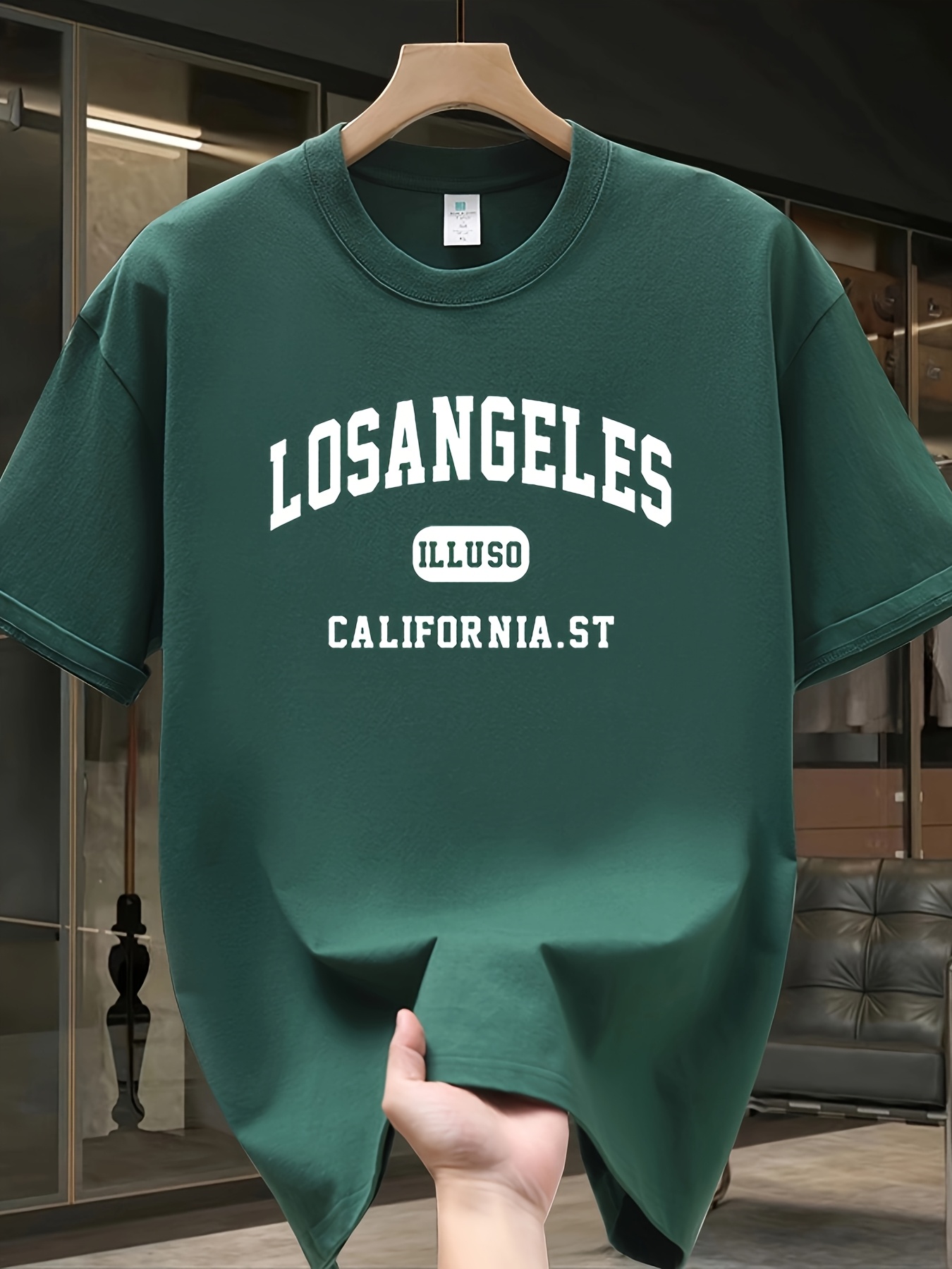 로스앤젤레스 레터 티셔츠 라운드넥 탑 심플 라운드넥 편 - Street Fashion Los Angeles 리뷰 및 가격