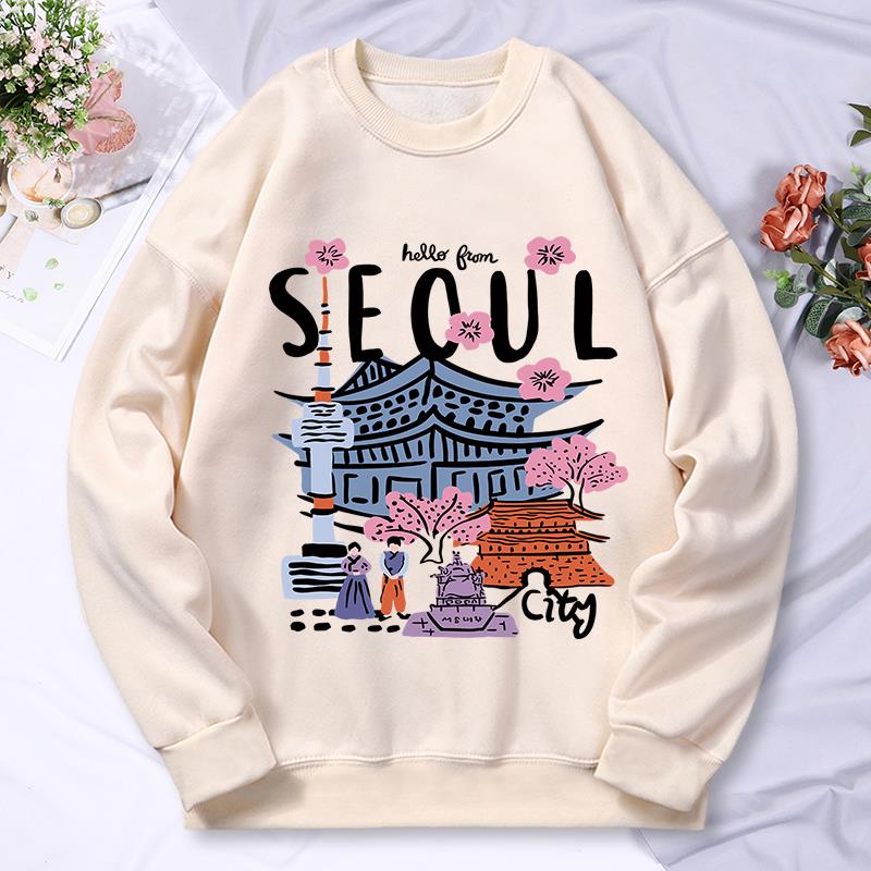 서울 아름다운 풍경 인쇄 여성 후드 가을 캐주얼 따뜻한 - Street Fashion Of Seoul 리뷰 및 가격