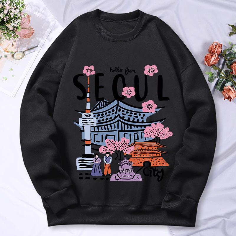 서울 아름다운 풍경 인쇄 여성 후드 가을 캐주얼 따뜻한 - Street Fashion Of Seoul 리뷰 및 가격