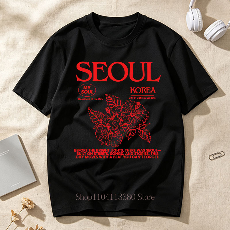 한국 스타일 서울 히비스커스 프린트 티셔츠 여성용 여름 - Street Fashion Of Seoul 리뷰 및 가격