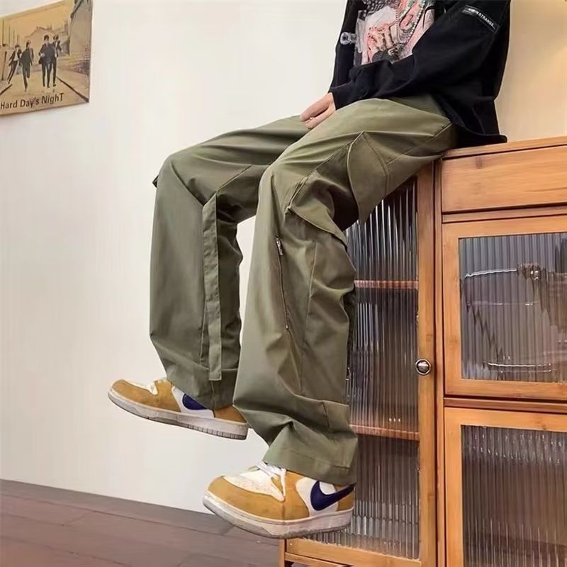남성 여름 지퍼 카고 팬츠 스트릿웨어 스트레이트 레그  - Techwear Pants Tactical 리뷰 및 가격