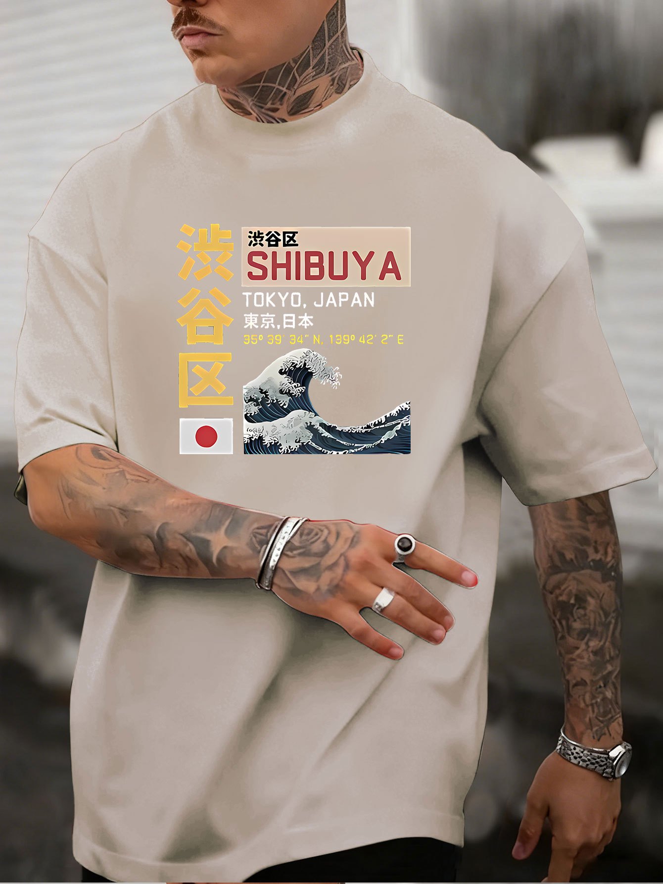 일본산 뉴 남성용 도쿄 시부야 프린트 티셔츠 100%  - Street Fashion Tokyo 리뷰 및 가격