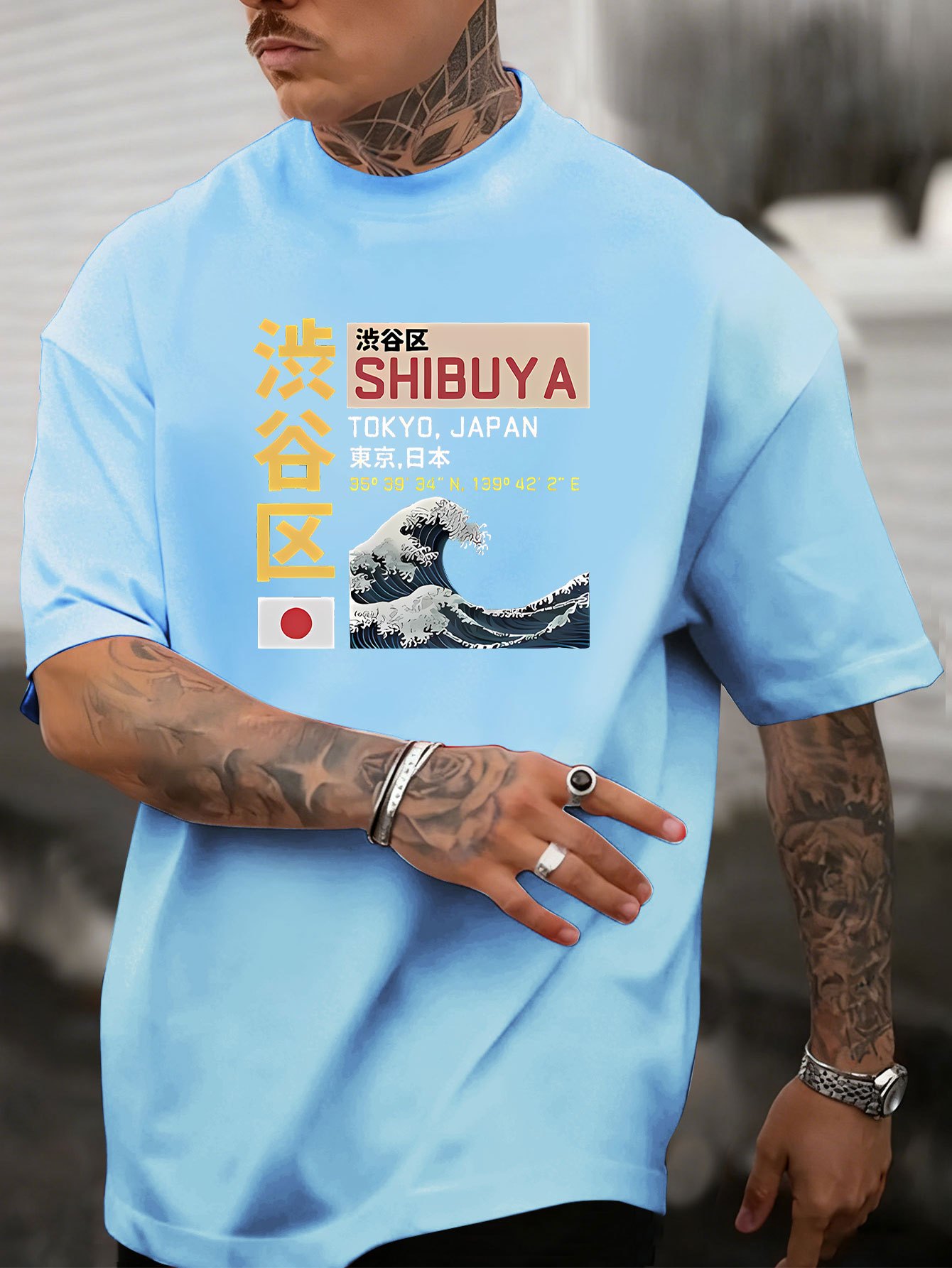 일본산 뉴 남성용 도쿄 시부야 프린트 티셔츠 100%  - Street Fashion Tokyo 리뷰 및 가격