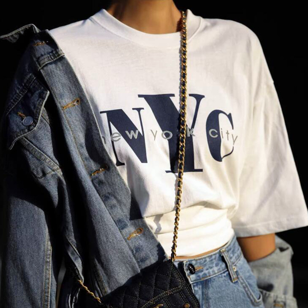 여성용 아메리칸 레트로 스타일, 뉴욕 시티 글자 인쇄  - Street Style New York Fashion 리뷰 및 가격