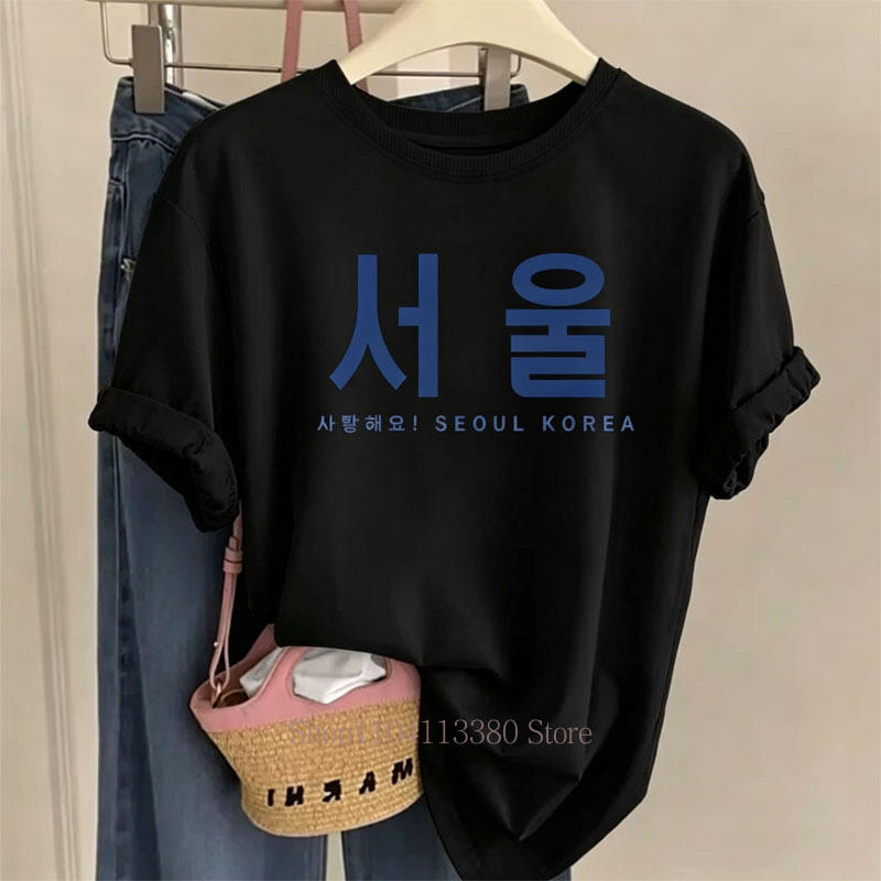 서울 한국 그래픽 프린트 티셔츠 여성용 여름 캐주얼 패 - Street Fashion Of Seoul 리뷰 및 가격