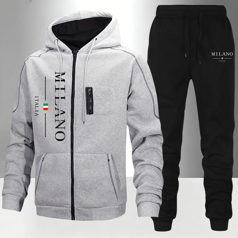 이탈리아 패션 남성 세트/코트/바지 가을 겨울 데일리  - Street Fashion Hoodie 리뷰 및 가격