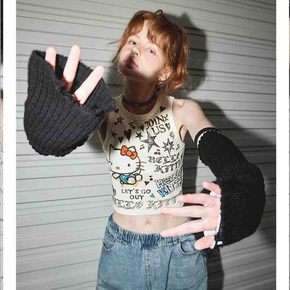 산리오 헬로키티 여성용 귀여운 레이스업 탑 여름 Y2K - Girl Fashion Street 리뷰 및 가격