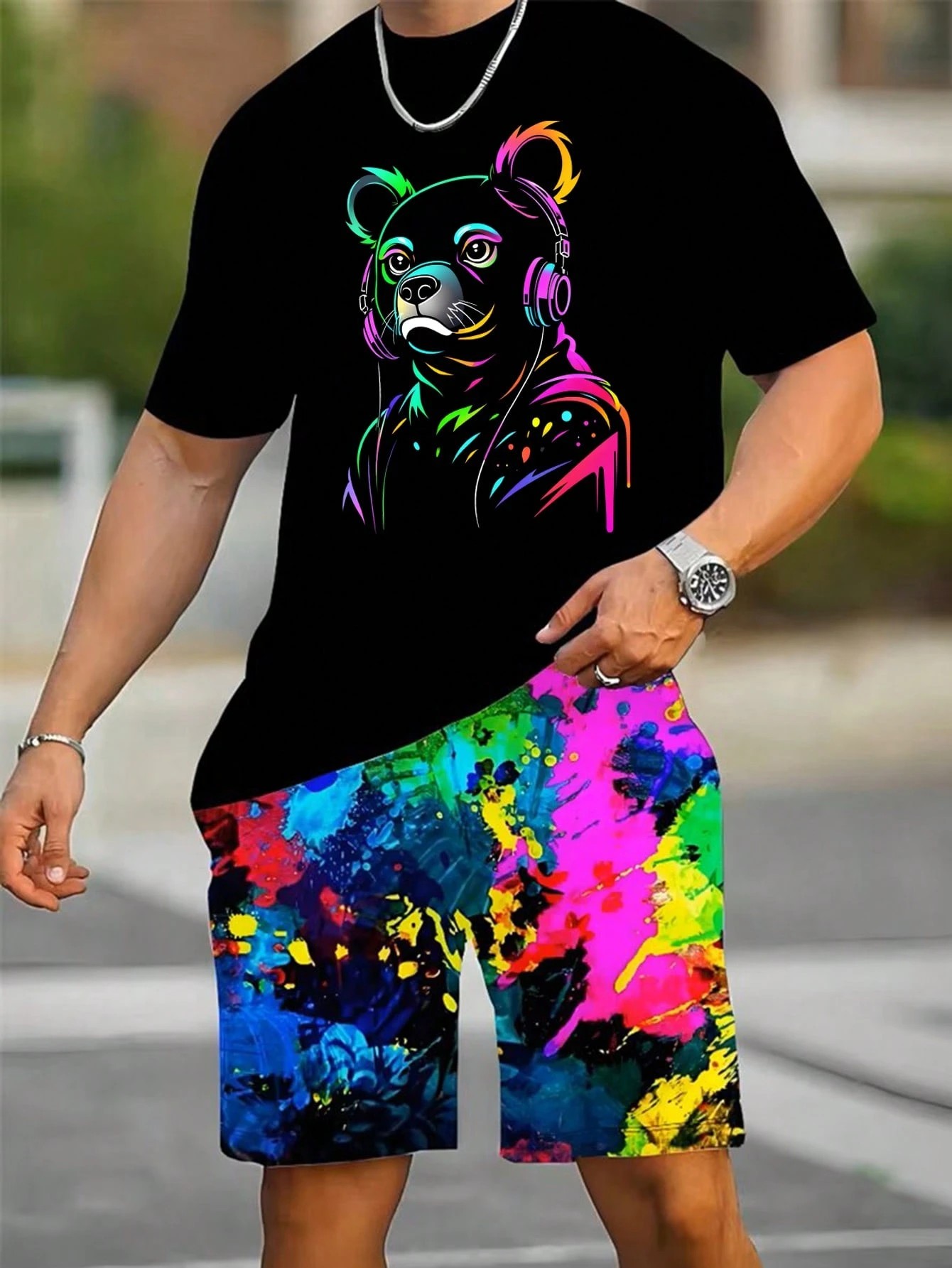 2026년 여름 신상 남성 반팔 반바지 세트 3D 패턴 - Street Summer Fashion 리뷰 및 가격