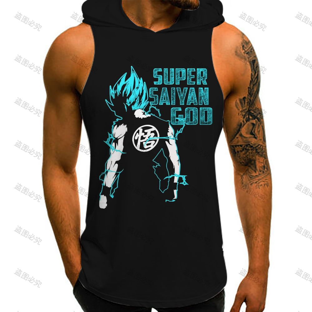 드래곤 볼 Z Goku 조끼 후드 민소매 조끼 남성 탱 - Street Fashion In Japan 리뷰 및 가격