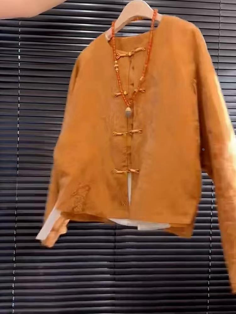 새로운 고급 새틴 오렌지 꽃무늬 자수 송진 탑 중국 스 - Street Fashion High End 리뷰 및 가격