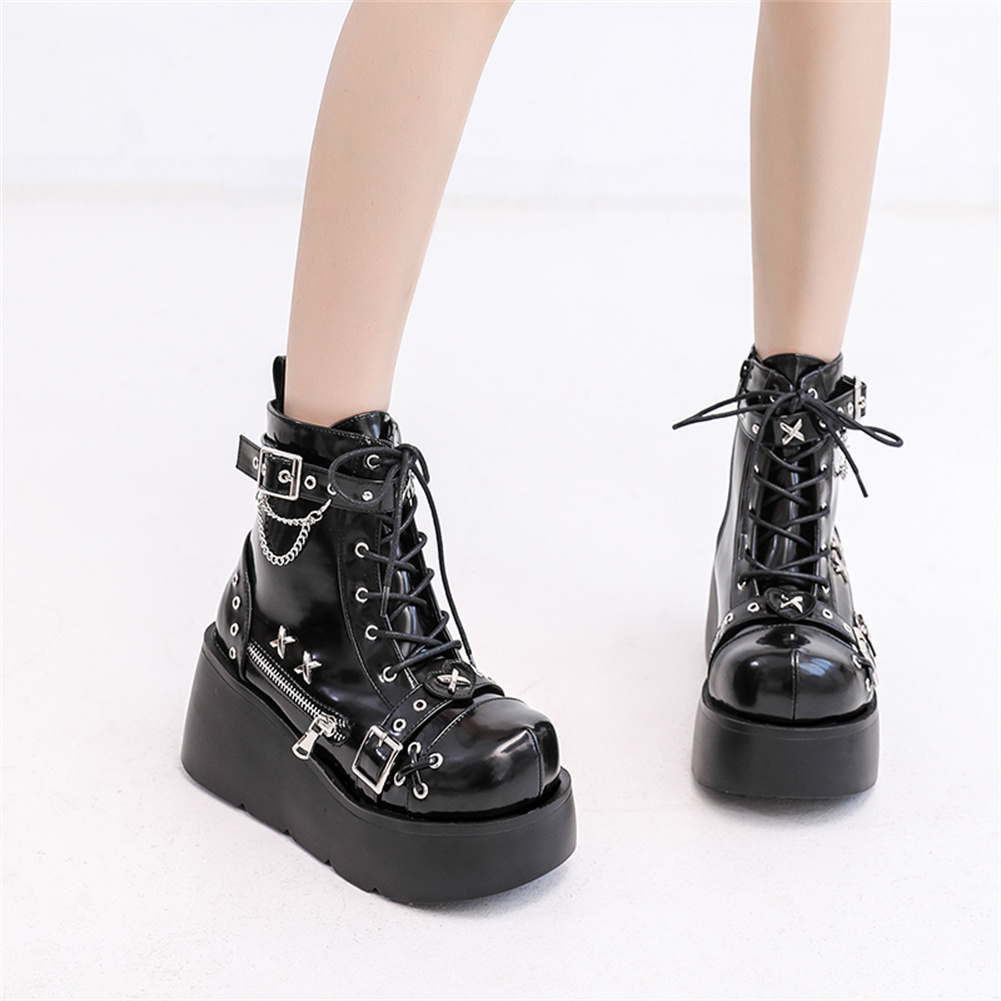 브랜드 새 숙녀 고스 플랫폼 발목 부츠 패션 버클 지퍼 - Girl Fashion Street 리뷰 및 가격