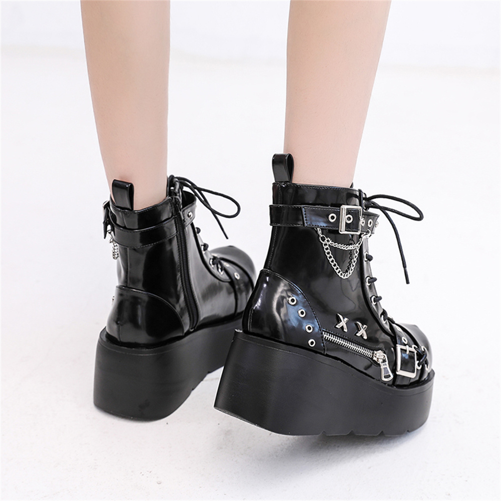 브랜드 새 숙녀 고스 플랫폼 발목 부츠 패션 버클 지퍼 - Girl Fashion Street 리뷰 및 가격