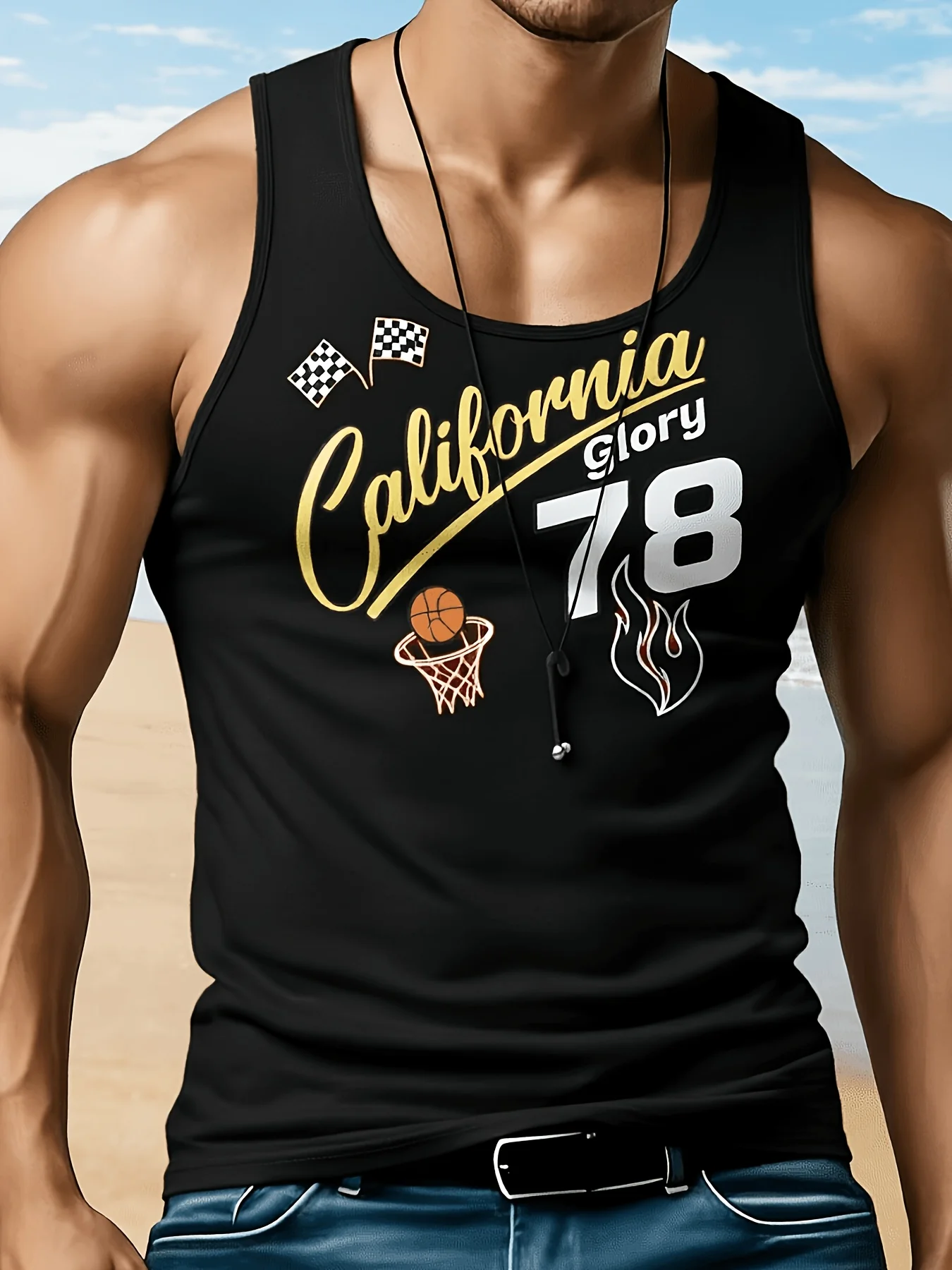 패션 뉴 캘리포니아 78 농구 레이싱 플래그 남성 탱크 - Street Fashion California 리뷰 및 가격