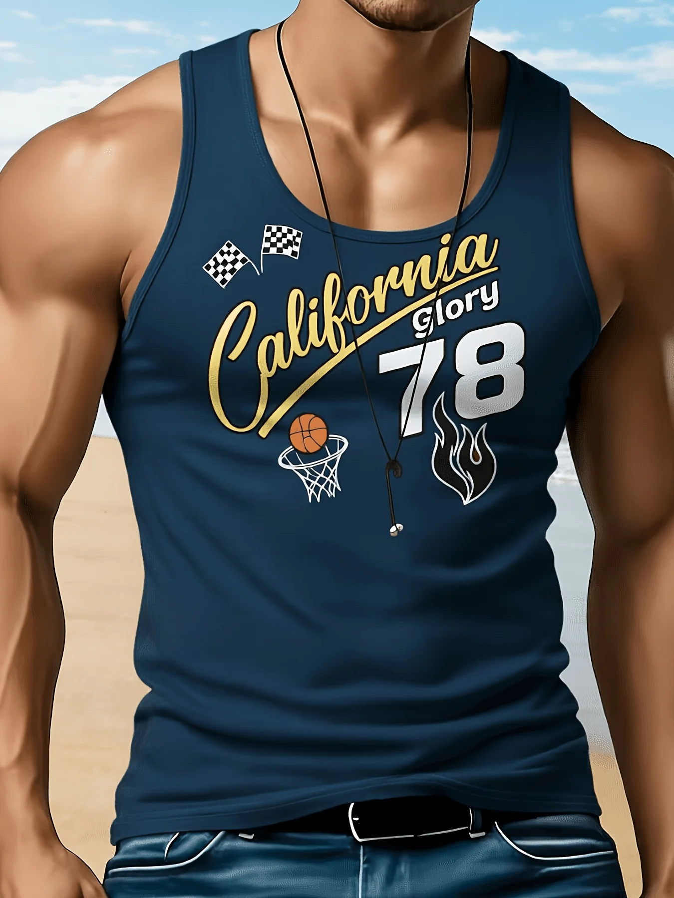 패션 뉴 캘리포니아 78 농구 레이싱 플래그 남성 탱크 - Street Fashion California 리뷰 및 가격